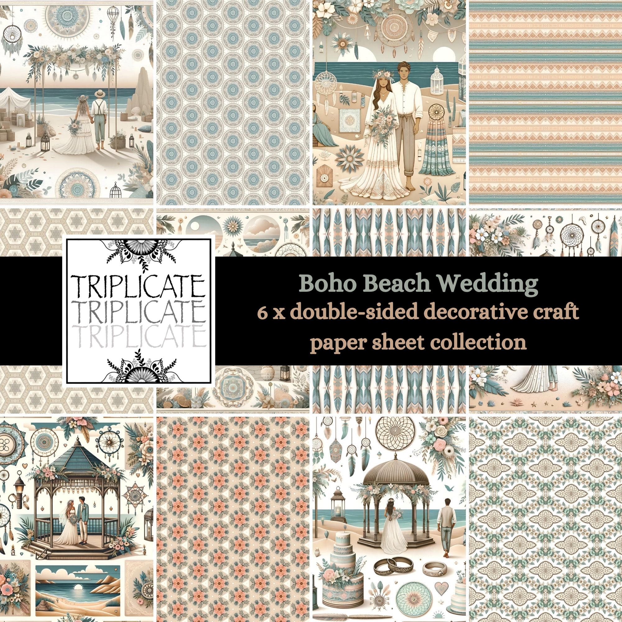 Boho Beach Wedding Scrapbook Paper